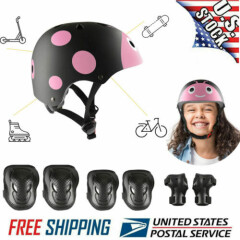 7Pcs Knee Elbow Bike Protective Gear Set Safety Roller Skating Bike Helmet Kids