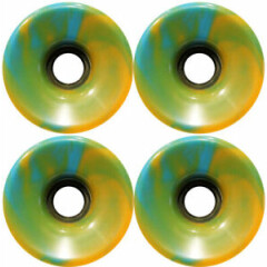 Pro Longboard Cruiser Skateboard Wheels 76mm Swirl Orange/Blue +Abec 7 Bearings