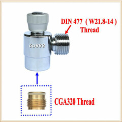 New CO2 Fill Adapters On/Off for CGA320 tank with DIN 477/ W21.8-14 Outer Thread