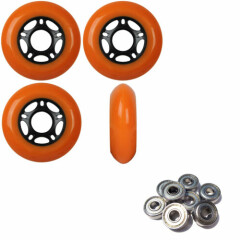 Inline Skate Wheels 76mm 89A Outdoor Orange Rollerblade 4Pk with Abec 5 Bearings
