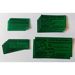 18 x various size Cache stickers for Geocaching black print on green