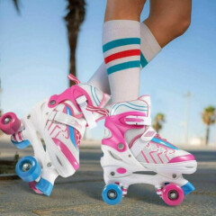 NEW Adjustable Size Roller Skates for Kids 4 Wheels Children Boy Girls Beginner#
