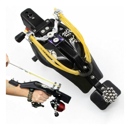 Hunting Slingshot Fishing Catapult Shooting Bowfishing Kit Laser Bow Archery Set image {8}