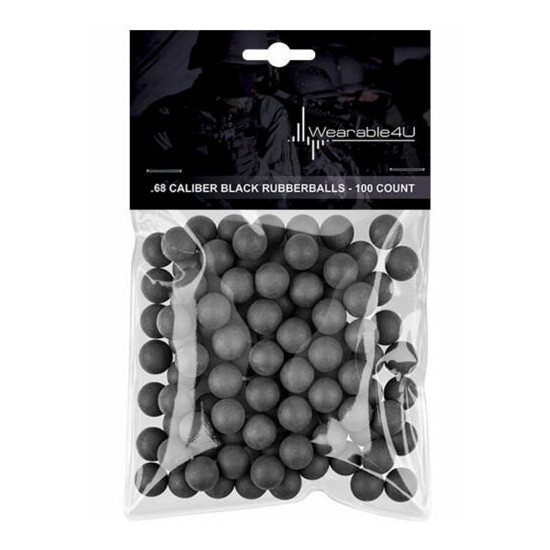Wearable4U .68 Cal Reusable Black Rubber Balls for Paintball Gun 100 pack image {4}