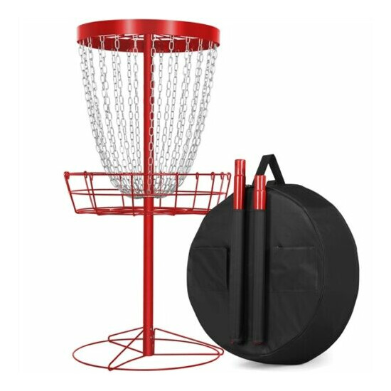 24 Chain Disc Golf Basket Target w/Carrying Bag Catcher Discs Practice Set Red image {1}