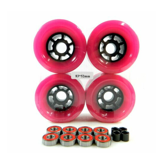 Blank Pro 83mm Longboard Pink Flywheels + ABEC 7 Bearings + Spacers image {1}