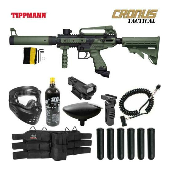 Maddog Tippmann Cronus Tactical CO2 Red Dot Paintball Gun Marker Package Olive image {1}