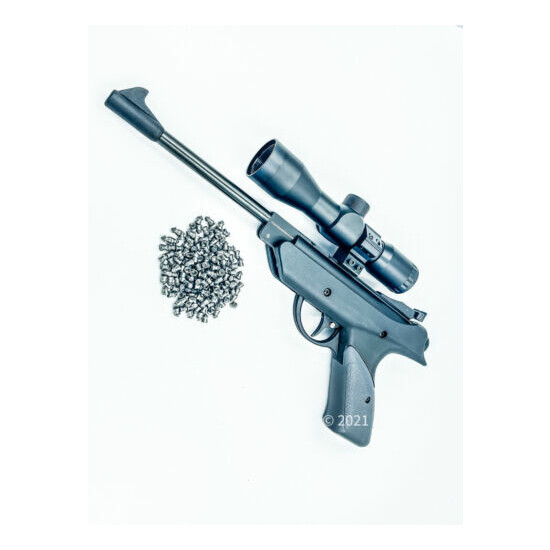 5.5mm Pistol Air Pellet Gun with Safety .22 Caliber Pellets 450/350FPS Scope  image {1}