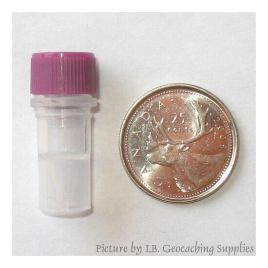 25 Geocaching O-ring Nano Containers (0.5ml Short, Red Cap, Plastic Bison Tubes) image {2}
