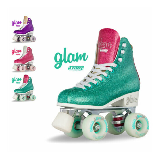 Crazy Skates GLAM | Size Adjustable Glitter Roller Skates Girls Ladies Kids Quad image {1}
