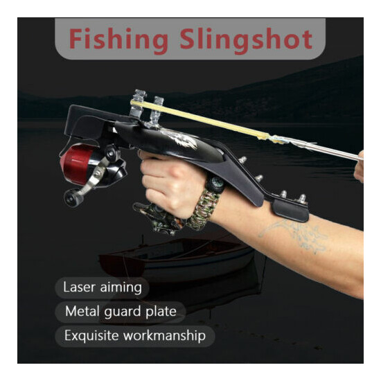 Hunting Slingshot Fishing Catapult Shooting Bowfishing Kit Laser Bow Archery Set image {3}