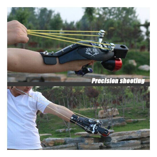 Hunting Slingshot Fishing Catapult Shooting Bowfishing Kit Laser Bow Archery Set image {7}