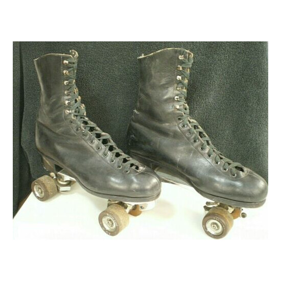 Vtg RIEDELL Red Wing Boots ROLLER SKATES Sure-Grip Olympian Size 8 Plates FO-MAC image {1}