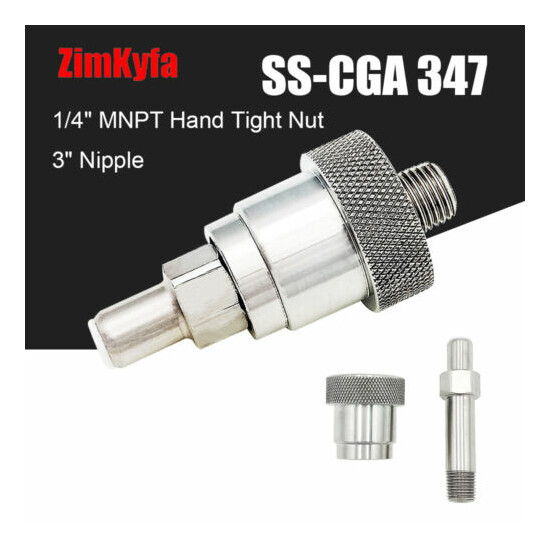 SCBA Firefighting SS-CGA 347 Kit 1/4 Inch MNPT Hand Tight Nut And 3 Inch Nipple image {1}