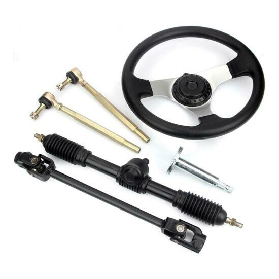 Steering Wheel Steel Kit 42cm Gear Rack Pinion Shaft Set For 110cc Go Kart image {2}