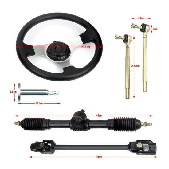 Steering Wheel Steel Kit 42cm Gear Rack Pinion Shaft Set For 110cc Go Kart image {7}