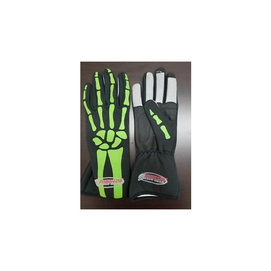 Adult Green Skeleton XS-XL go Kart Driver Racing Karting Driving Gloves image {1}