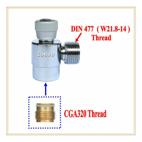 New CO2 Fill Adapters On/Off for CGA320 tank with DIN 477/ W21.8-14 Outer Thread image {1}
