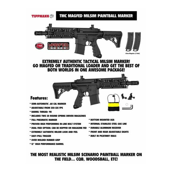 Maddog Tippmann TMC MAGFED Private HPA Paintball Gun Starter Package - Black image {3}