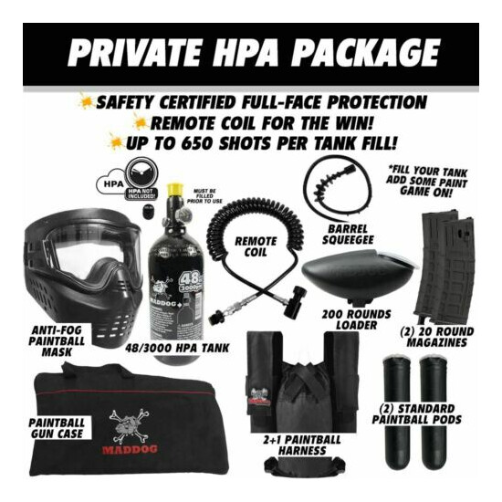 Maddog Tippmann TMC MAGFED Private HPA Paintball Gun Starter Package - Black image {2}