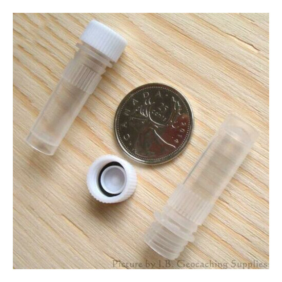 100 O-ring Geocaching Nano Cache Containers (1ml Plastic Bison Tubes, White Cap) image {2}