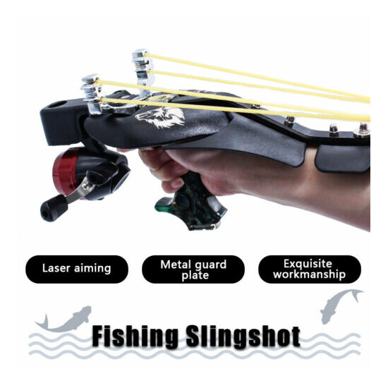 Hunting Slingshot Fishing Catapult Shooting Bowfishing Kit Laser Bow Archery Set image {2}