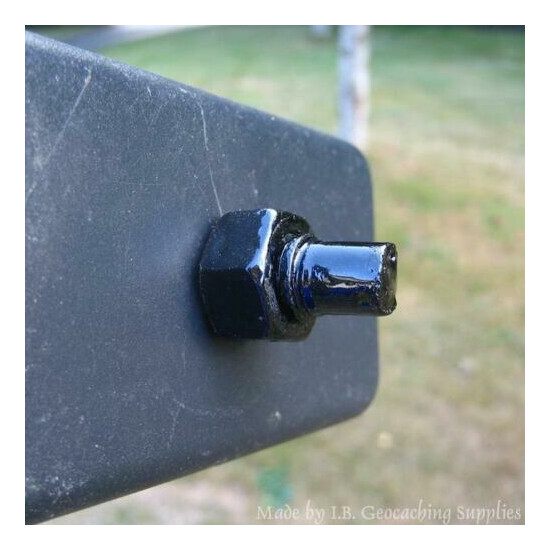 Black Magnetic Fake Bolt End Geocache Container image {4}