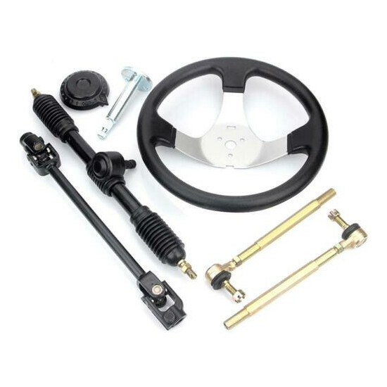 Steering Wheel Steel Kit 42cm Gear Rack Pinion Shaft Set For 110cc Go Kart image {5}