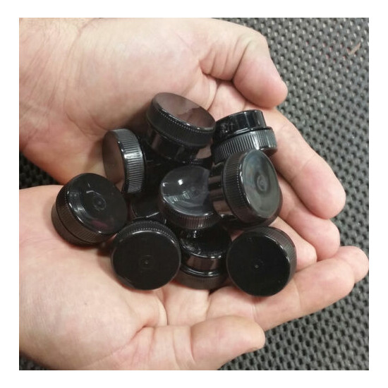 50 Mini Black Plastic Screw Top Lid JARS 1/4oz Container Geocache DecoJars USA image {1}