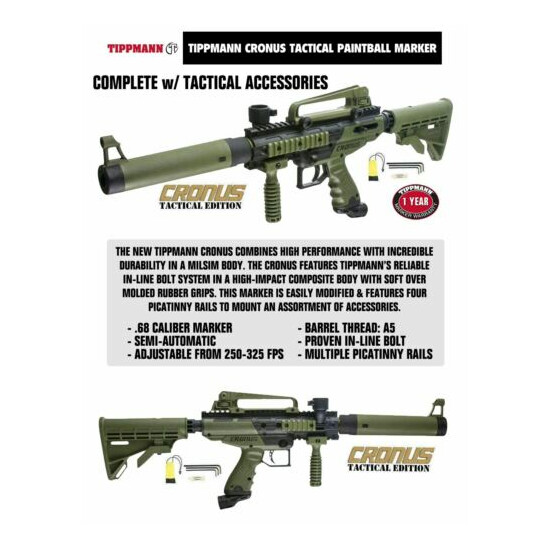 Tippmann Maddog Cronus Tactical Protective HPA Paintball Gun Package Olive image {3}