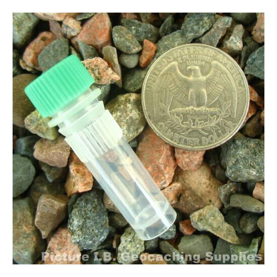 100 O-ring Geocaching Nano Cache Containers (1ml Plastic, Green & White Cap Mix) image {2}