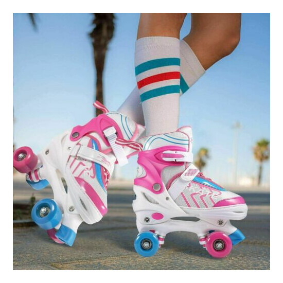 NEW Adjustable Size Roller Skates for Kids 4 Wheels Children Boy Girls Beginner# Thumb {1}