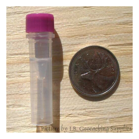 25 Geocaching O-ring Nano Containers (0.5ml Long, Red Cap, Plastic Bison Tubes) image {3}