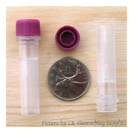 25 Geocaching O-ring Nano Containers (0.5ml Long, Red Cap, Plastic Bison Tubes) image {2}