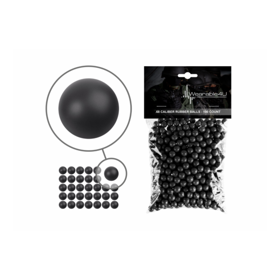 Wearable4U .68 Cal Reusable Black Rubber Balls for Paintball Gun 100 pack image {1}