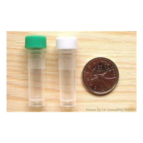 100 O-ring Geocaching Nano Cache Containers (1ml Plastic, Green & White Cap Mix) image {1}